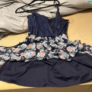 Blue floral spaghetti strap dress